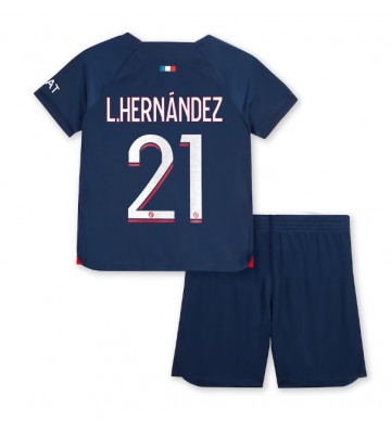Paris Saint-Germain Lucas Hernandez #21 Hemmakläder Barn 2023-24 Kortärmad (+ Korta byxor)